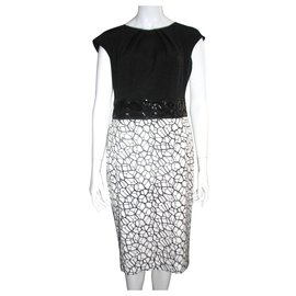Escada-Black and white silk dress-Black,White