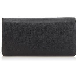 Louis Vuitton-Louis Vuitton Black Taiga Portefeuille Brazza Bi-fold Long Wallet-Black