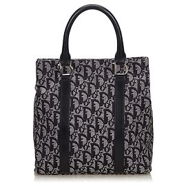 Dior Gris Dior Oblique Toile D-Ring Sac à main Bleu Gris Bleu Marine