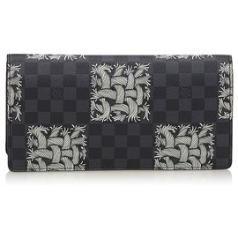 Louis Vuitton-Louis Vuitton Black Damier Graphite Portefeuille Brazza Christopher Nemeth Wallet-Black,White
