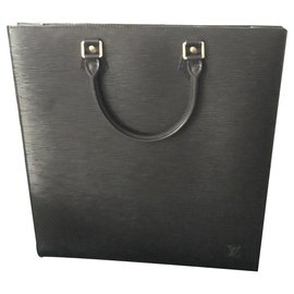 Louis Vuitton-Schwarze EPI-Flachtasche - Nie getragen - Neuwertig - Vintage-Braun,Schwarz