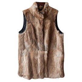 Zapa-Zapa Paris Fona women vest waistcoat 100% Rabbit Fur-Brown
