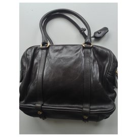 D&G-ALLYSON LEATHER SATCHEL BAG-Dark brown