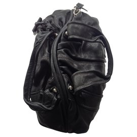 D&G-DIANA LARGE LEATHER BLACK BAG-Black