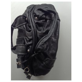 D&G-DIANA LARGE LEATHER BLACK BAG-Black