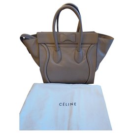 Céline-Céline Luggage Mini-Bege