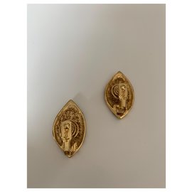 Yves Saint Laurent-Yves Saint Laurent earrings-Golden,Dark green