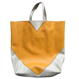 Bolsa Tote Céline de Couro Amarelo e Ecru Cru Amarelo