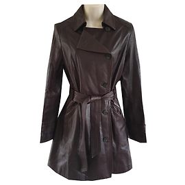 Cole Haan Casaco de couro Castanho escuro