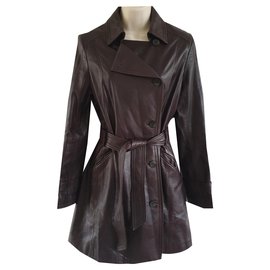 Cole Haan Leather coat Dark brown