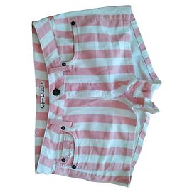pepe jeans pl800517 short en denim à rayures layla Rose Blanc