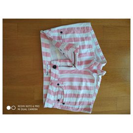 Pepe Jeans-portobello by pepe jeans pl800517 layla stripe denim shorts-Pink,White