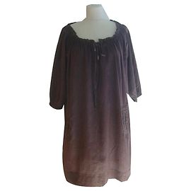 Vestido Sandro xadrez de algodão bicolor marrom Marrom
