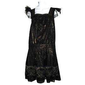Anna Sui Fleur Spitzenkleid Schwarz und Gold Schwarz Golden