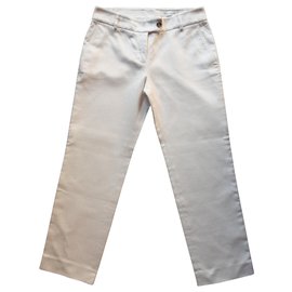 Yves Saint Laurent Pantalon en coton blanc Blanc