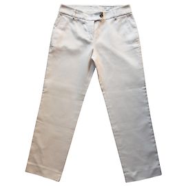 Yves Saint Laurent Pantalones de algodón blanco Blanco