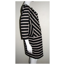 Vince Camuto-Striped dress-Black,White,Beige