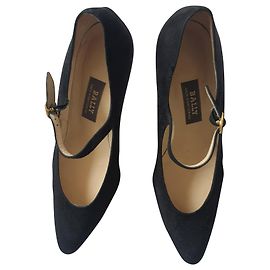 Bally Black suede Mary Jane heels Black