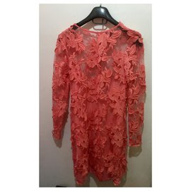 Topshop-Lace dress-Coral