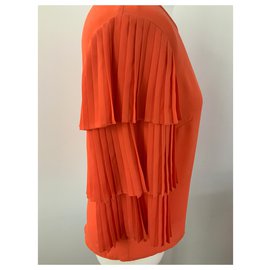 Weill-Orange blouse WEILL T38 with pleated sleeves-Orange