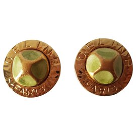 Céline-Earrings-Golden,Light green