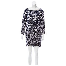 Diane Von Furstenberg DvF Egg Zactly Seidenkleid Schwarz Weiß Blau