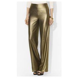 Ralph Lauren-Pants, leggings-Golden,Metallic