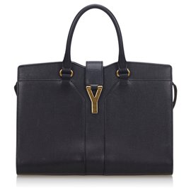 Yves Saint Laurent YSL Black Leather Cabas Chyc Handbag Black