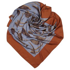 Fendi-Fendi Blue Printed Silk Scarf-Blue,Multiple colors