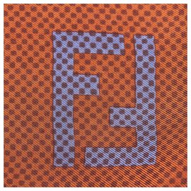 Fendi-Fendi Blue Printed Silk Scarf-Blue,Multiple colors
