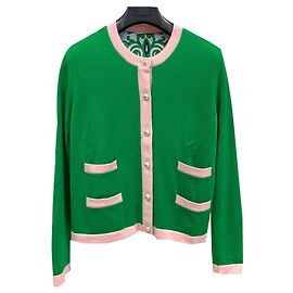 Tory Burch Anspruchsvolle Strickjacke aus Merinowolle Hellgrün
