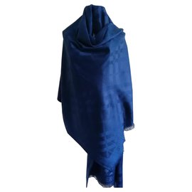 Burberry-Burberry hermosa bufanda de cachemir y lana-Azul marino