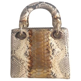 Dior-Lady Dior Mini Python Gold-Dorado