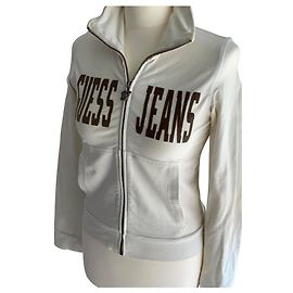 Guess Moletom branco com inscrição em bronze, e zíper, taille M Branco Bronze