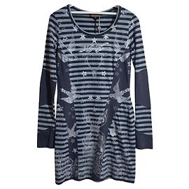 Vestido de algodón a rayas gris John Richmond Gris