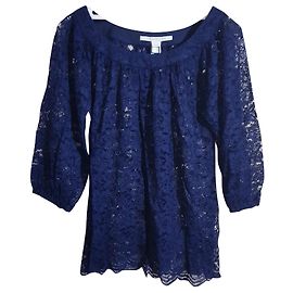 Diane Von Furstenberg Lace Blouse Navy Blue Navy blue