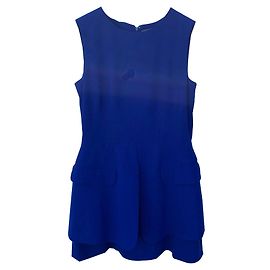 Alexander McQueen Blue Wool and Silk Dress Blue