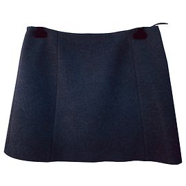 Mini saia Aline de lã preta Prada Preto