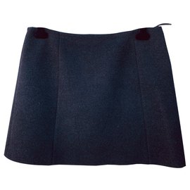 Prada Aline Wool Mini Skirt Black Black