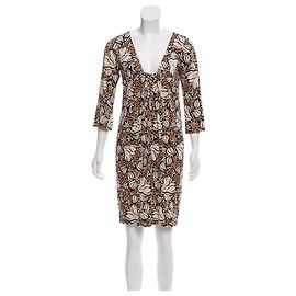 Diane Von Furstenberg DvF Elena robe en jersey de soie US8 Noir Blanc Caramel