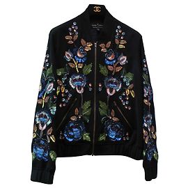 Autre Marque Sublime Bombers jacket embroidered with multicolored rhinestones Multiple colors