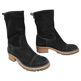 Ash biker boots black deerskin suede Black