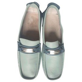 Yves Saint Laurent-Pale blue loafers-Light blue