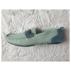Yves Saint Laurent-Pale blue loafers-Light blue