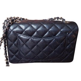 Chanel-Chanel Classic Mini Timeless bag in calf leather caviar-Black