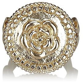 Chanel Gold Camellia Metallic Ring Golden