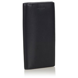 Autre Marque-YSL Black Leather Long Wallet-Black