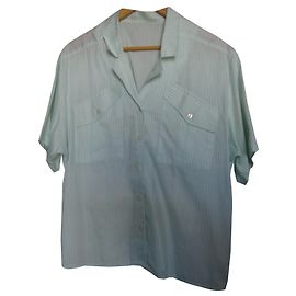 Blusa de algodón a rayas blancas y verde celadón inconnue Otro