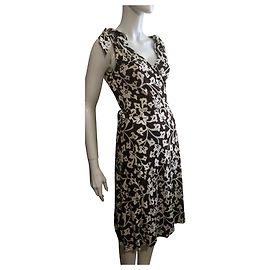 Diane Von Furstenberg Tyler Silk Wrap Midi Dress Brown White White Dark brown