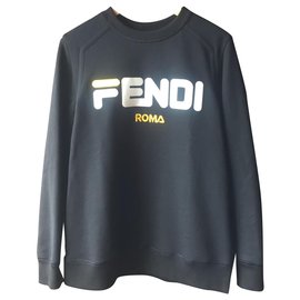 Fendi-FILA EMBROIDERED COTTON SWEATSHIRT-Black